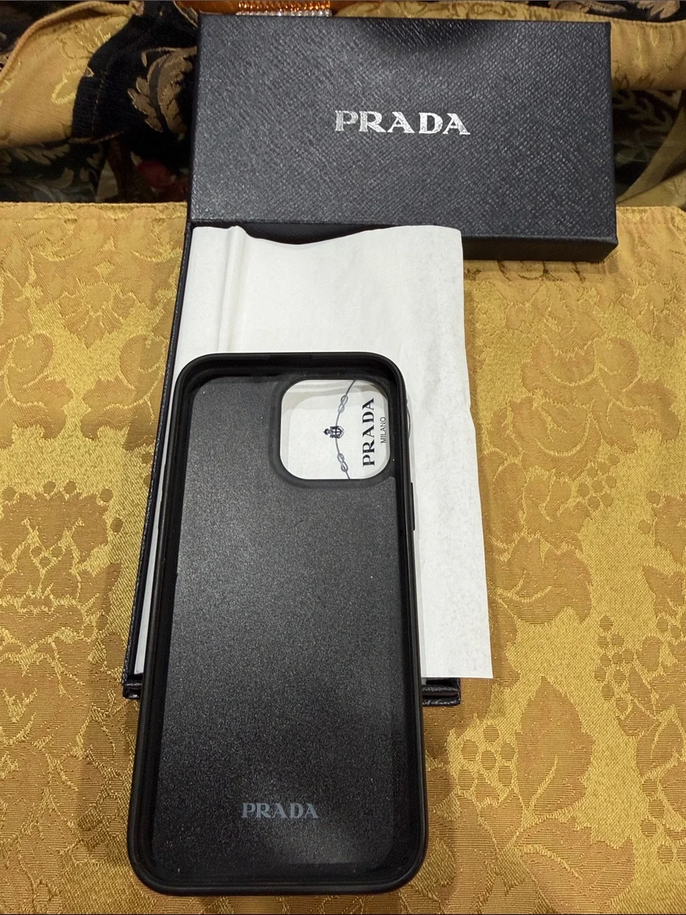Prada Pink Crystal-Studded Phone Case with Logo Plaque